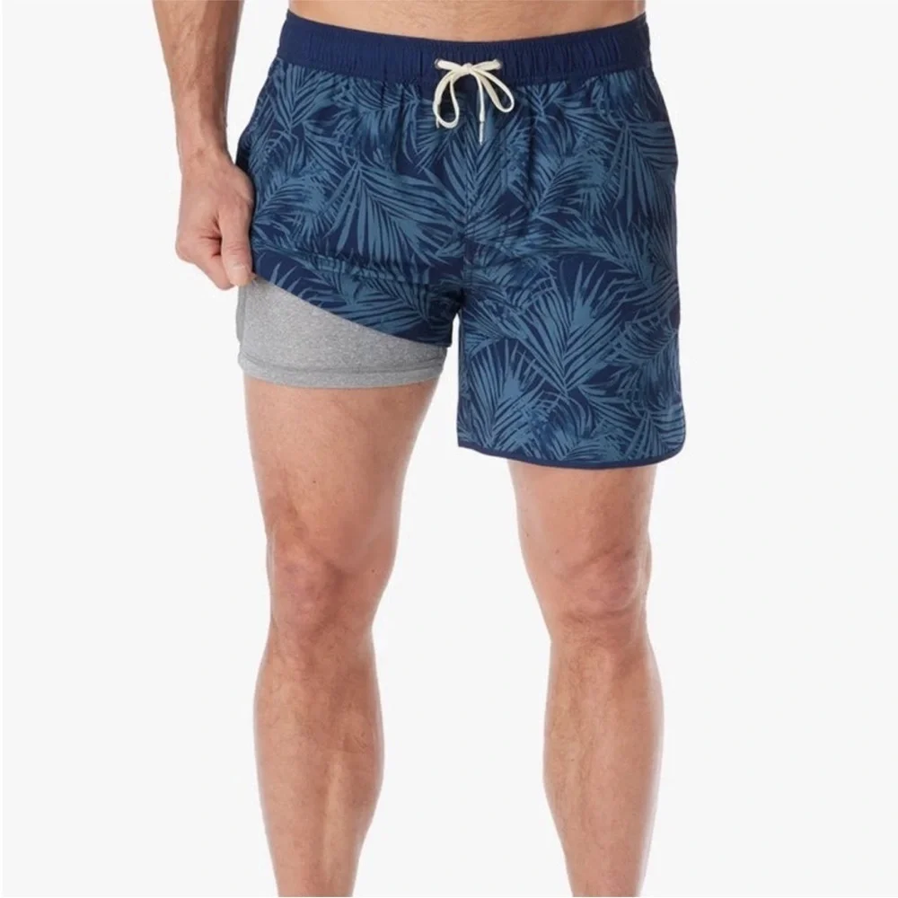 Fair Harbor Swim Trunks Mens XL The Anchor Navy Grey Floral Suit Tropical Summer